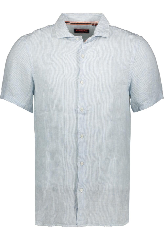 VACATION LINEN S S SHIRT M4010937A SKY BLUE TICKING LINEN